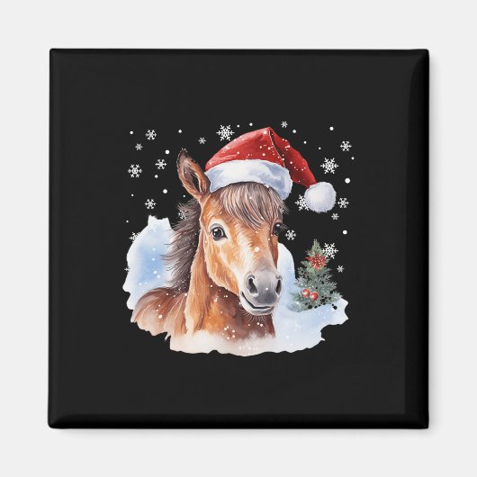 Aimant Cheval équestre de Noël Santa Chapeau Animal Eques (Devant)