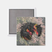 Aimant Cheval friésien Automne (Recto/Verso)