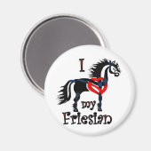 Aimant cheval friésien, design celtique (Recto/Verso)