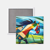 Aimant Cheval galopant dans la prairie (Recto/Verso)