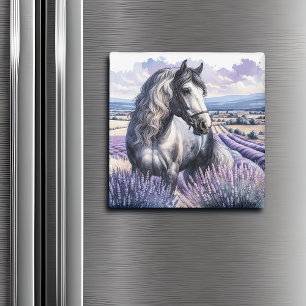 Aimant Cheval gris joli debout en Lavender