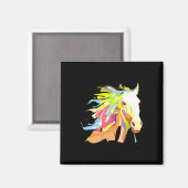 Aimant Cheval Head Rainbow Art (Recto/Verso)