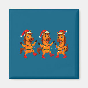 Aimant Cheval Mignon Chapeau de Père Noël Lumières Danseu