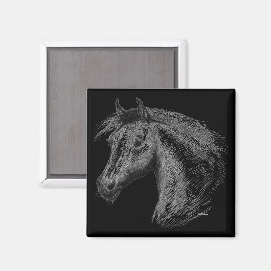 Aimant Cheval : Noir (Recto/Verso)