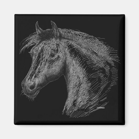 Aimant Cheval : Noir (Devant)