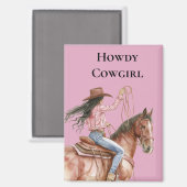 Aimant Cheval noir Cheveux rose Brown (Recto/Verso)
