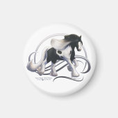 Aimant Cheval noir Tobiano Gypsy Vanner (Devant)