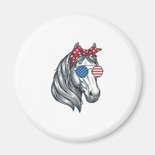 Aimant Cheval Patriotique Avec Lunettes De Soleil Drapeau