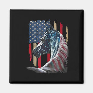 Aimant Cheval Patriotique Usa Drapeau Vintage Cheval 4 ju