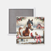 Aimant Cheval Pinto tacheté et Cardinals Noël (Recto/Verso)