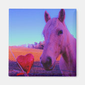 Aimant Cheval pourpre Valentine Red Heart (Devant)