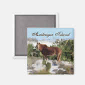 Aimant Cheval sauvage de l'île d'Assateague (Recto/Verso)