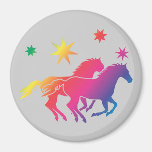 Aimant Chevaux arc-en-ciel