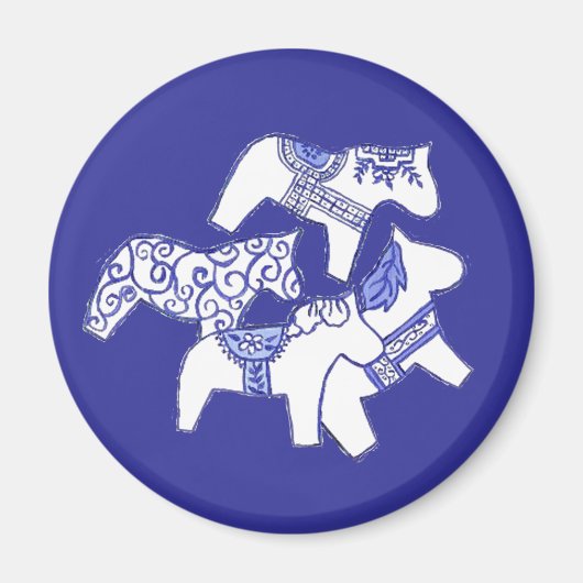 Aimant Chevaux Bleu et Blanc (Devant)