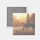 Aimant Chevaux dans le brouillard matinal (Recto/Verso)