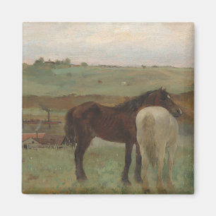 Aimant Chevaux dans une prairie, Peinture à l'huile, Edga