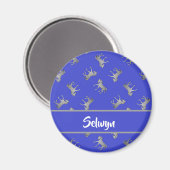 Aimant Chevaux d'argent sur bleu (Recto/Verso)