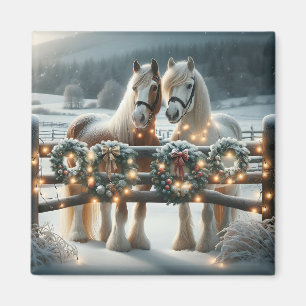 Aimant Chevaux de fête et lumières de Noël