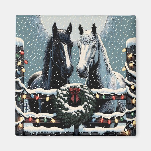 Aimant Chevaux de fête | Joyeux Noël (Devant)
