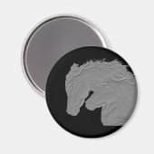 Aimant Chevaux de look Embossés arrière - plan noir (Recto/Verso)