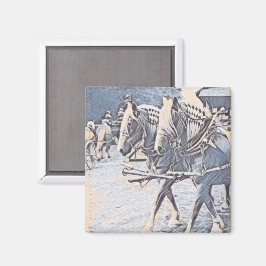 Aimant Chevaux de travail (Recto/Verso)