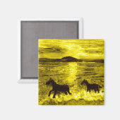 Aimant Chevaux en bord de mer d'Or (Recto/Verso)