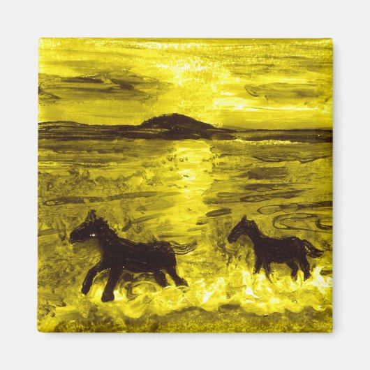 Aimant Chevaux en bord de mer d'Or (Devant)