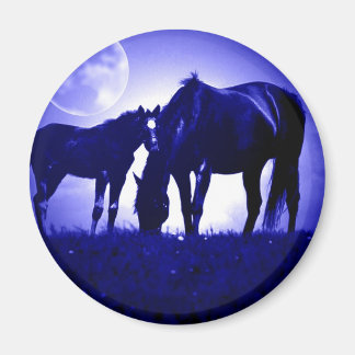Aimant Chevaux en Nuit Bleue