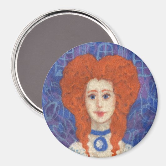 Aimant Cheveux rouges, fille gingembre rococo fibre art b (Recto/Verso)