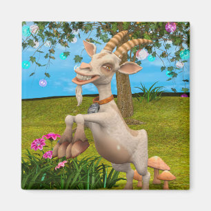 Aimant Chèvre de dessin animé drôle Art d'animal de jardi