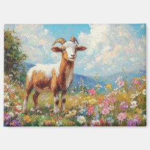 Aimant Chèvre mignonne Coloré Fleur sauvage Meadow