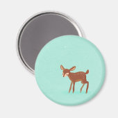 Aimant chevreuils de printemps sur bleu (Recto/Verso)