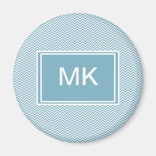 Aimant Chevron bleu avec Monogramme (Devant)