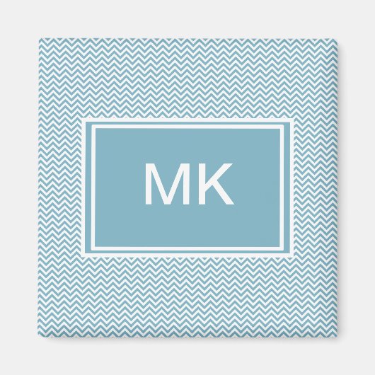 Aimant Chevron bleu avec Monogramme (Devant)