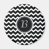 Aimant Chevron noir et blanc Zig Zag Retro Elégance (Devant)