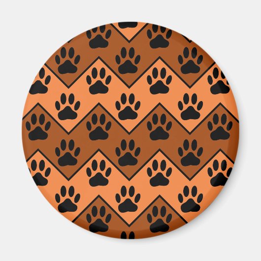 Aimant Chevron Orange Brown Avec Motif Paw Chien (Devant)