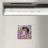 Aimant Chi Chi en Fleurs - Chihuahua chiot en Casquette m (In Situ (Lave-vaisselle))