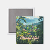 Aimant Chiang Mai Thaïlande Asie Temples Monts Vintages (Recto/Verso)