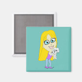 Aimant Chibi avec un chiot (Recto/Verso)