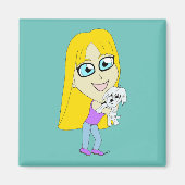 Aimant Chibi avec un chiot (Devant)