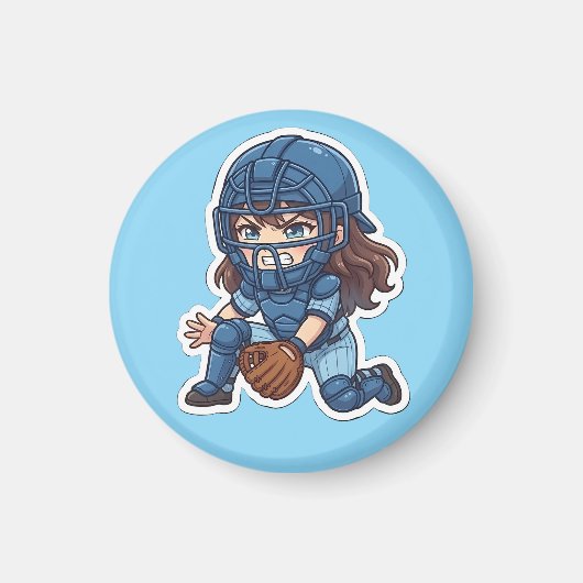 Aimant Chibi Baseball Édition 2026 - Blocage du receveur (Devant)