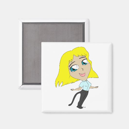 Aimant chibi fille avec une queue (Recto/Verso)