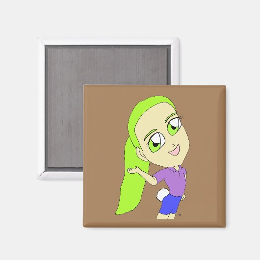 Aimant chibi fille avec une queue de lapin (Recto/Verso)