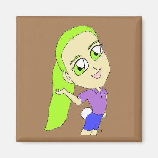 Aimant chibi fille avec une queue de lapin (Devant)