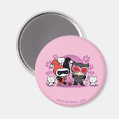Aimant Chibi Harley Quinn & Chibi Catwoman Avec Chats (Recto/Verso)
