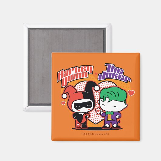 Aimant Chibi Harley Quinn & Chibi Joker Coeurs (Recto/Verso)