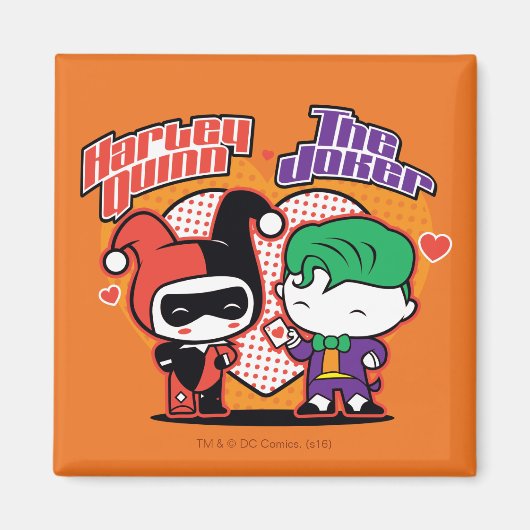 Aimant Chibi Harley Quinn & Chibi Joker Coeurs (Devant)