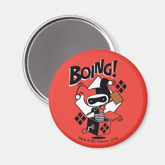 Aimant Chibi Harley-Quinn-In-A-Box Avec Marteau (Recto/Verso)