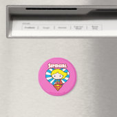 Aimant Chibi Supergirl Starburst Coeur et logo (In Situ (Lave-vaisselle))