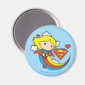 Aimant Chibi Supergirl volant arc-en-ciel (Recto/Verso)